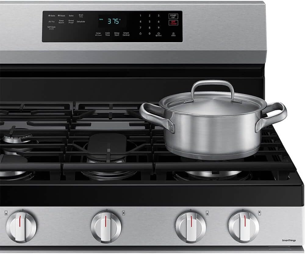 Modern Home Smart Freestanding Gas Range – No Pre-Heat Air Fry & Convection, Stainless Steel