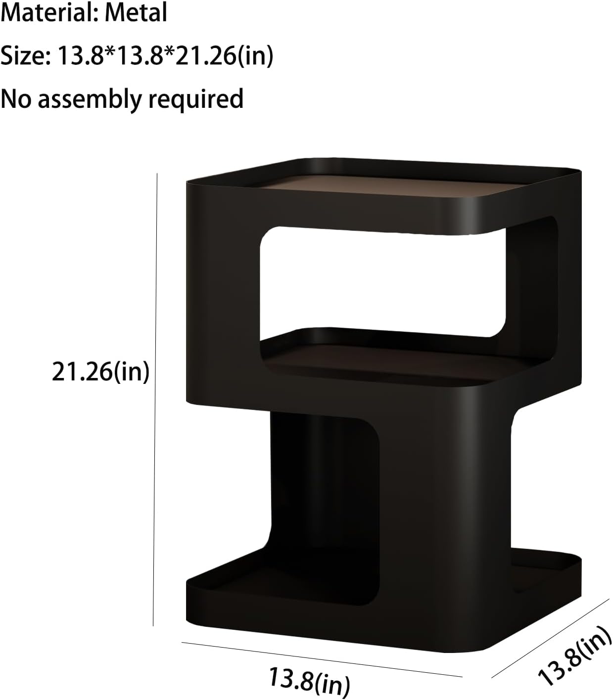 Modern Side Table, White End Table, Unique Nightstand, Bedside Table, Metal 3-Tier Night Stand