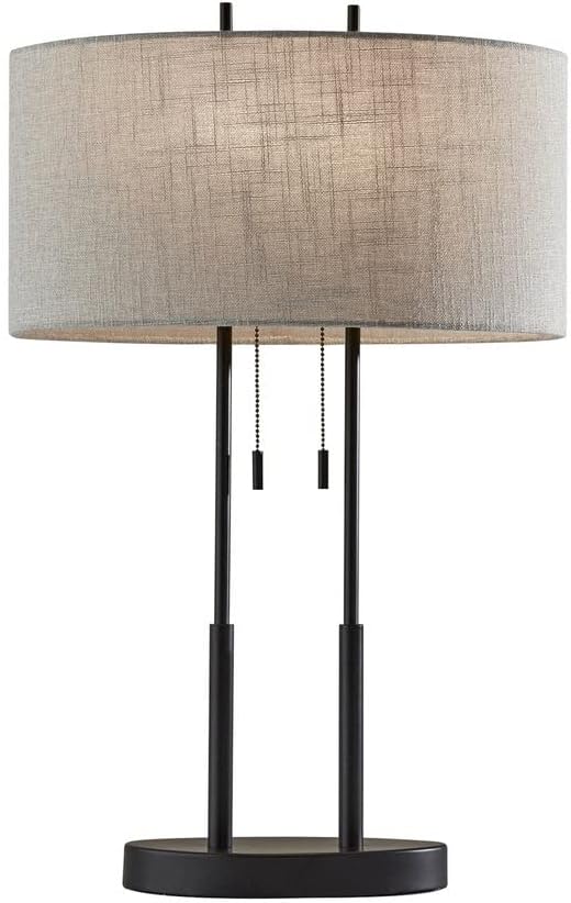 New Duet Table Lamp with Dual Pull Chains, Antique Bronze Finish
