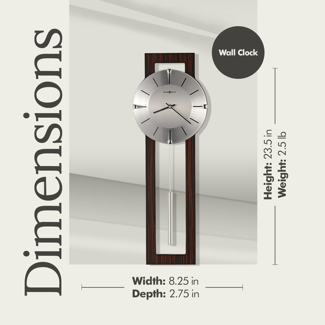 Vintage Wall Clocks II – Espresso Finish with Silver Pendulum, Wenge Style Chrome Accents