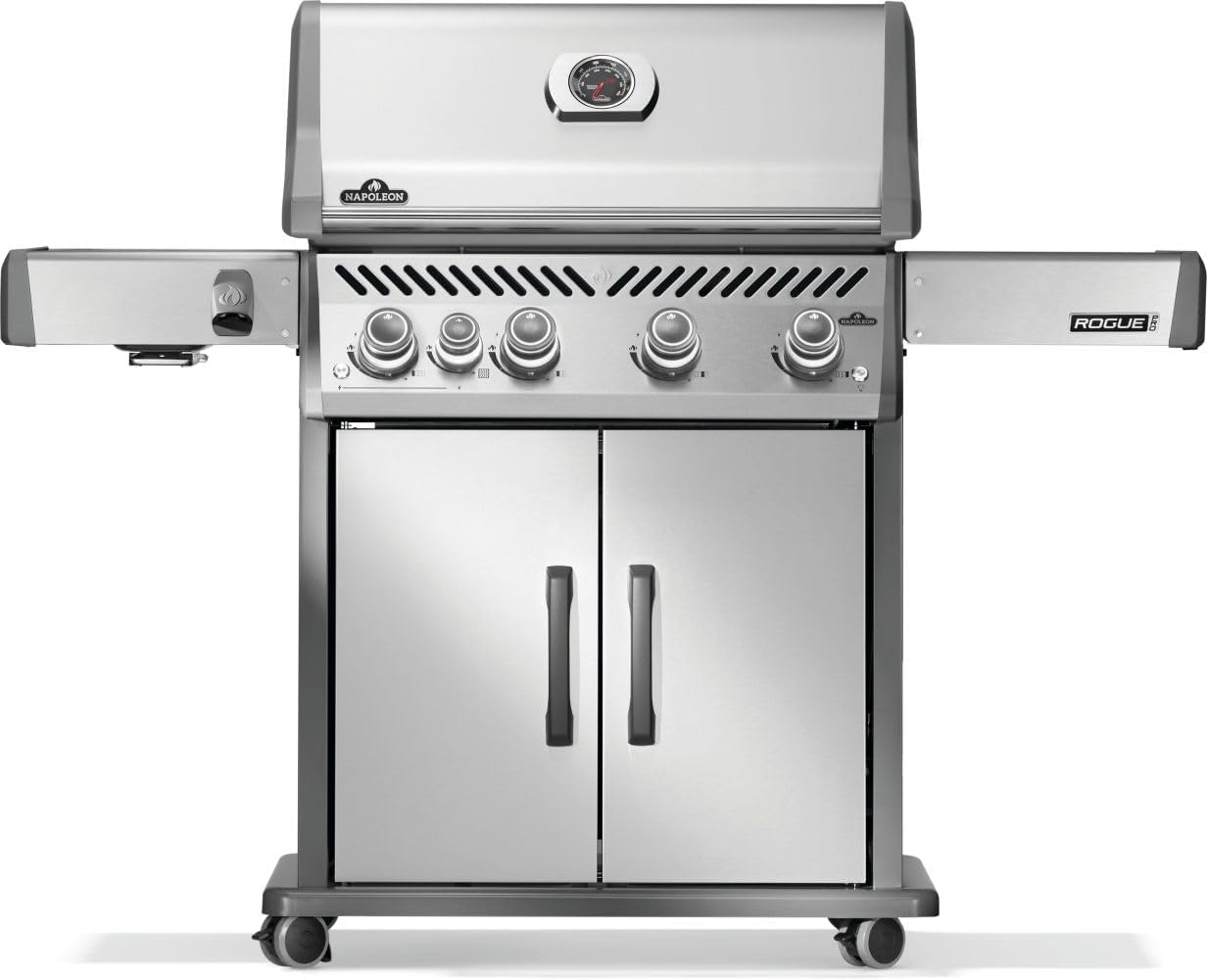 Rogue PRO 525 Natural Gas Grill with Infrared Side Burner, Black, Durable 5-Burner Cooking Surface
