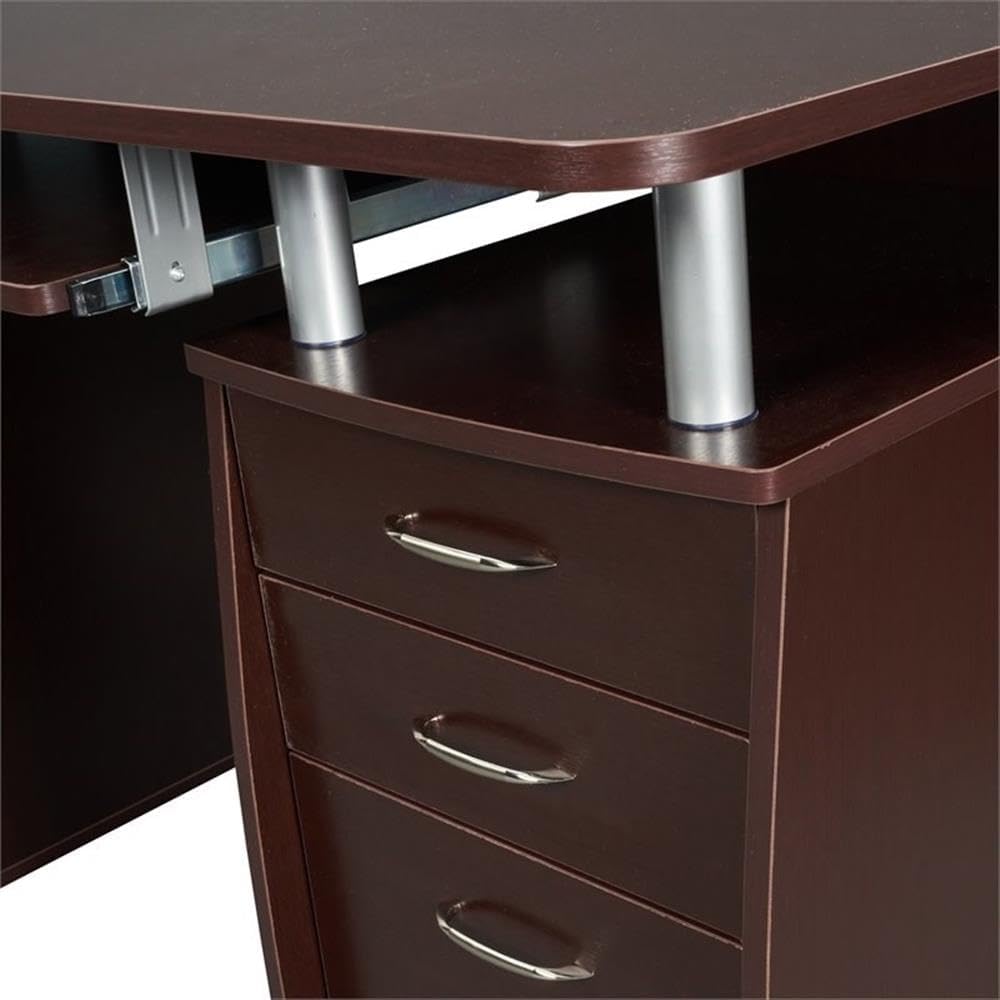 New Sleek Finish Home - Office Computer Desk with CPU Storage & Hanging File Cabinet