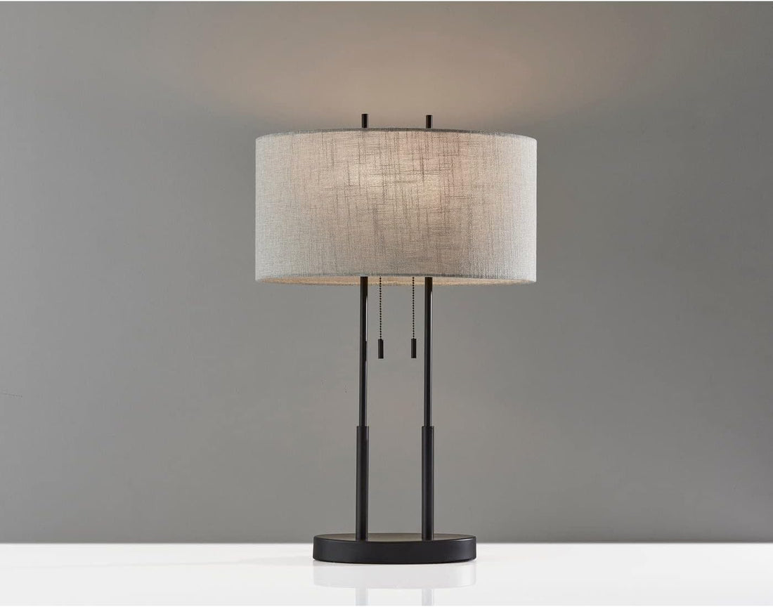 New Duet Table Lamp with Dual Pull Chains, Antique Bronze Finish