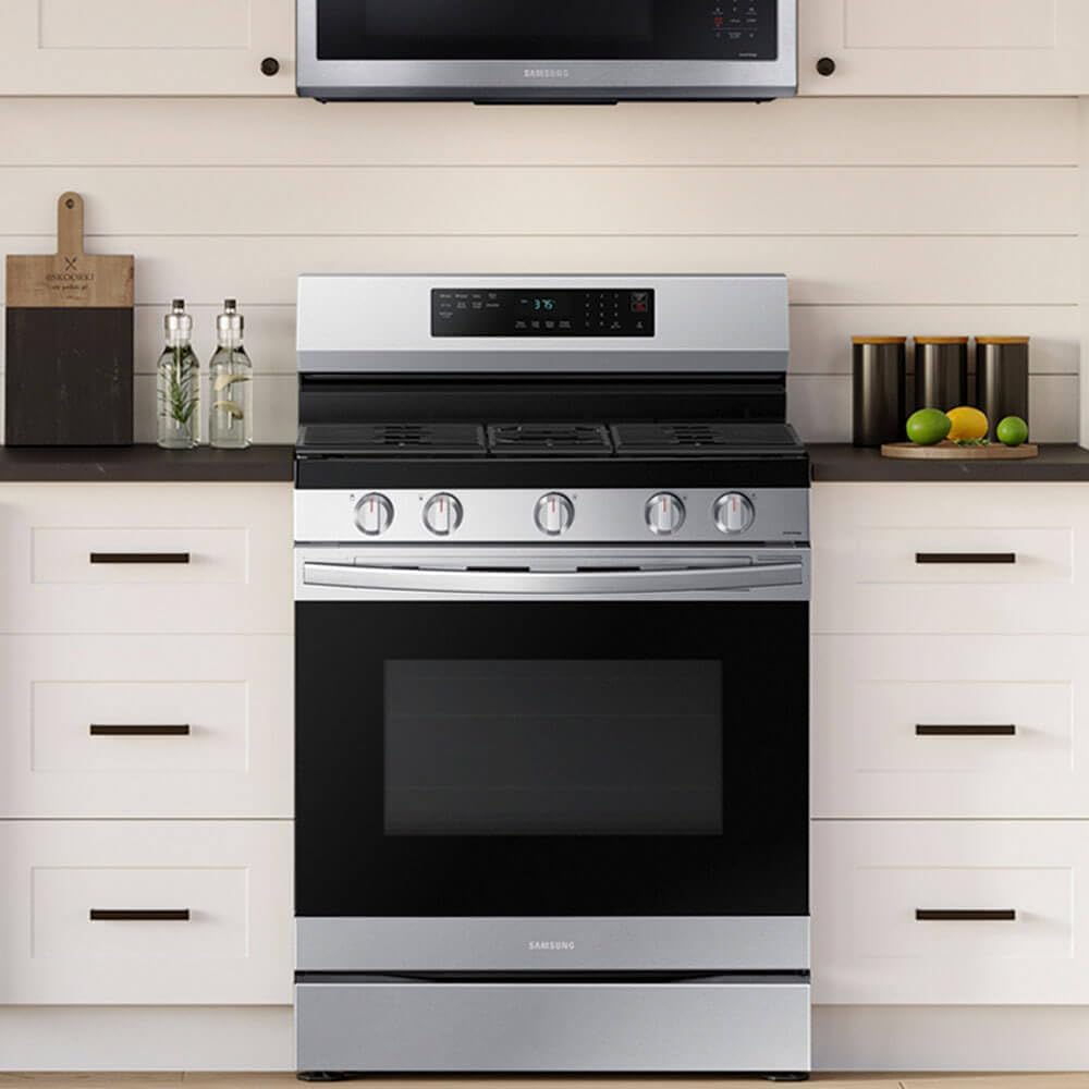 Modern Home Smart Freestanding Gas Range – No Pre-Heat Air Fry & Convection, Stainless Steel