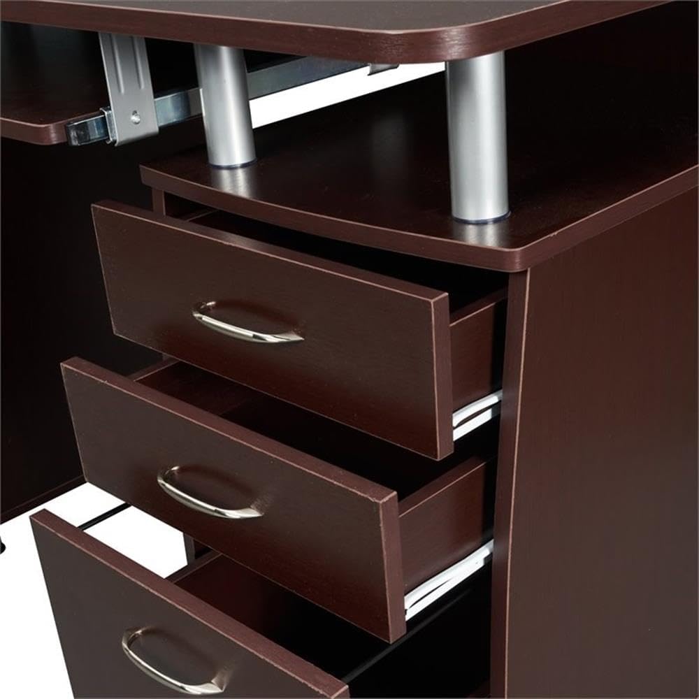 New Sleek Finish Home - Office Computer Desk with CPU Storage & Hanging File Cabinet