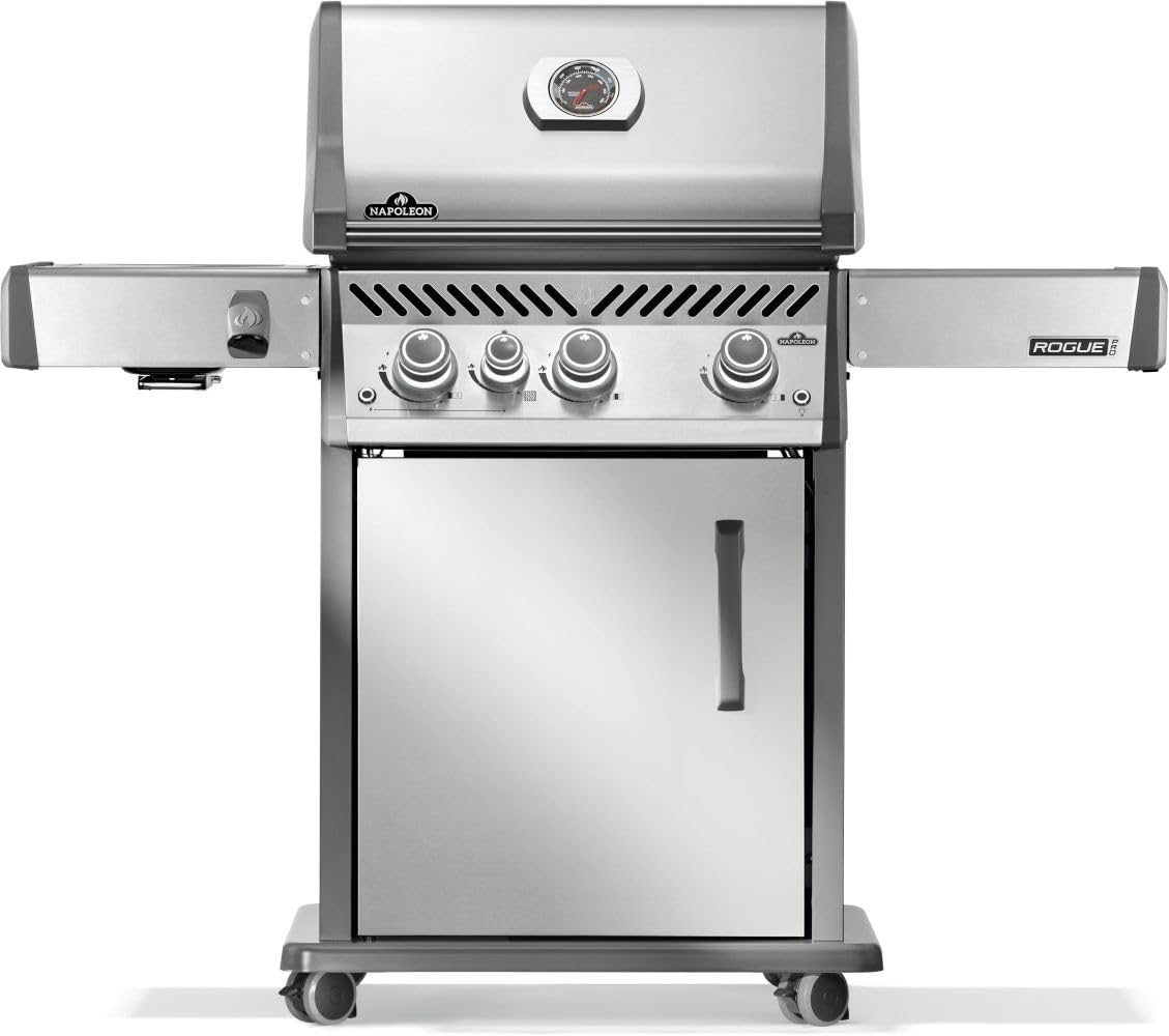 Rogue PRO 525 Natural Gas Grill with Infrared Side Burner, Black, Durable 5-Burner Cooking Surface