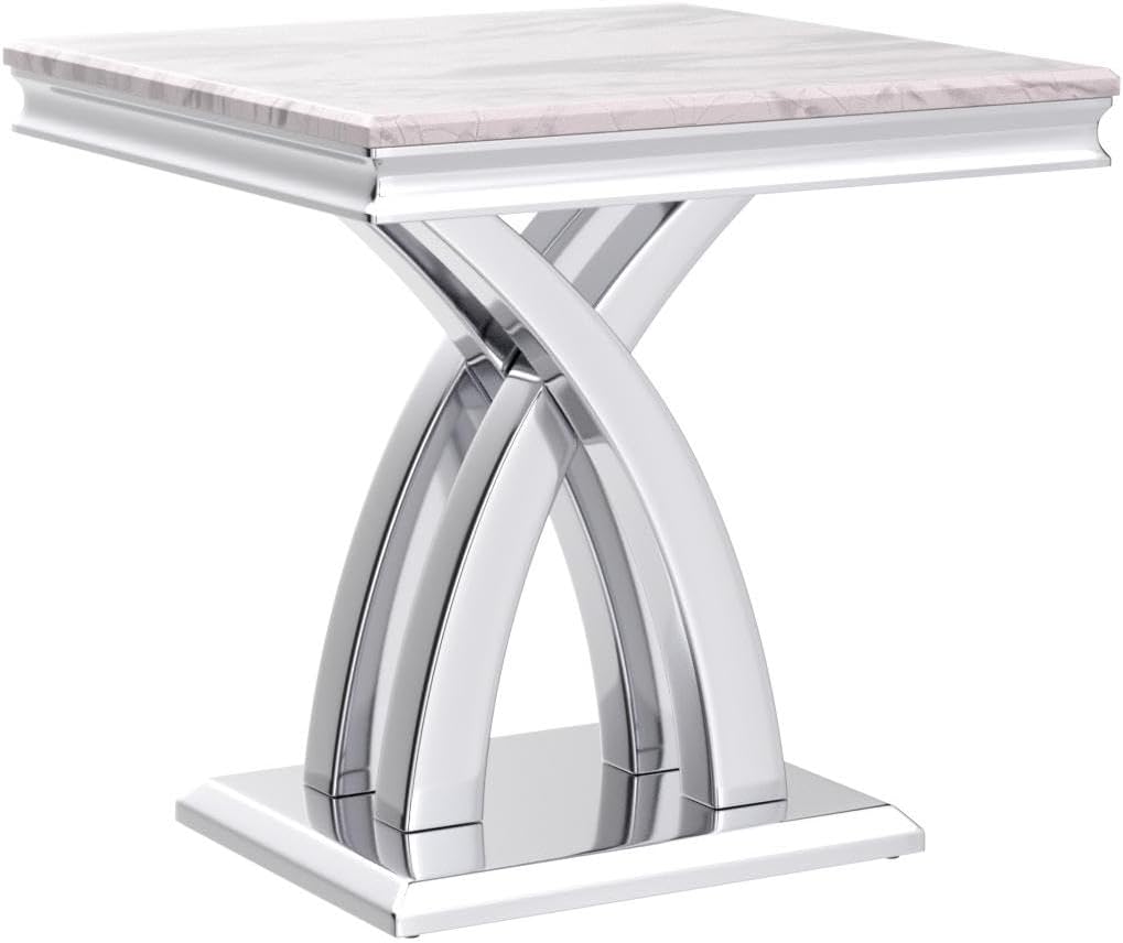 Premium Silver End Table X Base Living Room Luxury