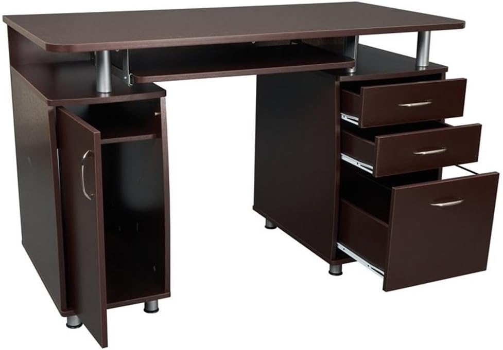 New Sleek Finish Home - Office Computer Desk with CPU Storage & Hanging File Cabinet