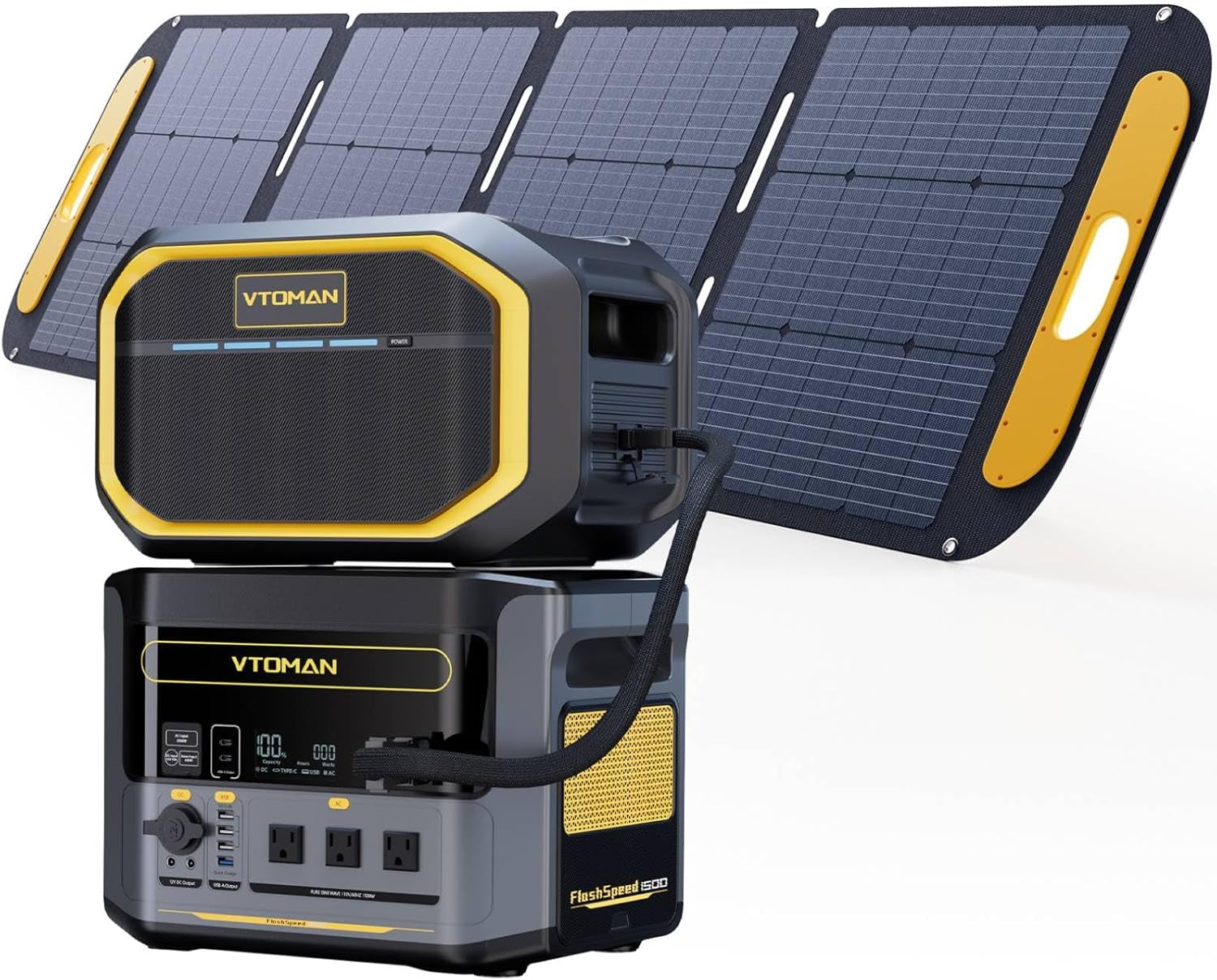 Flashspeed Pro 3600 Portable Power Station, 3096Wh LFP Battery Solar Generator with 400W Solar Panel, 2Hr Fast AC Charge, 25% Efficient, UPS Home Backup with Wheels, for Outdoor RV Emergency