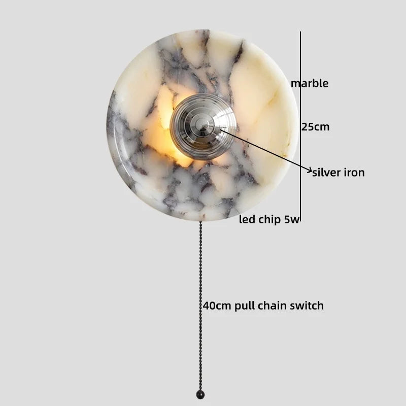 Marble Glass LED Wall Sconces Lights Indoor Bedroom Lamps 
