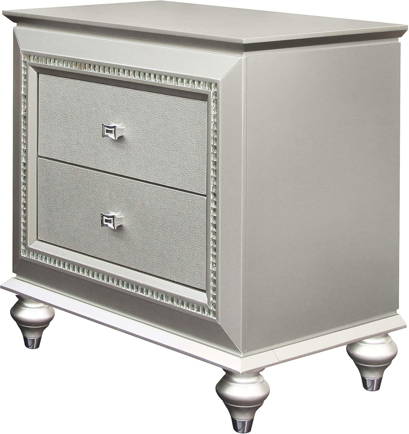 Modern luxe Champagne Glam Nightstand  Bedside Table with Drawers