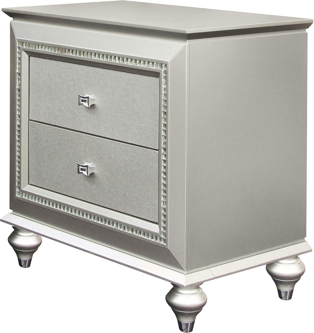 Modern luxe Champagne Glam Nightstand  Bedside Table with Drawers