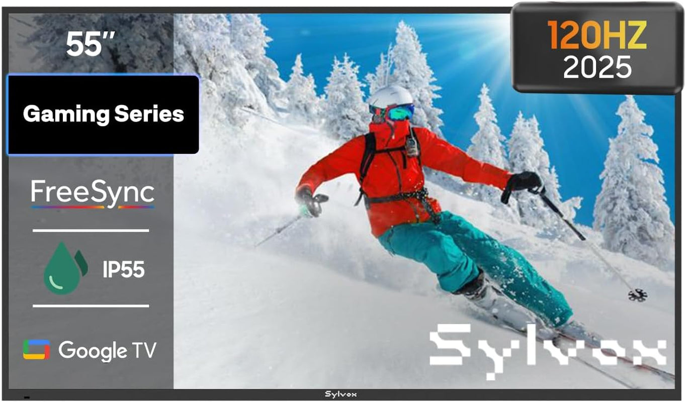 Outdoor TV, 55-Inch Waterproof Smart TV, 2000 Nits Full Sun TV, 4K, Dolby Atmos, HDR10, Weatherproof Television with Voice Assistant Remote (Pool Pro 2.0, Latest Model)