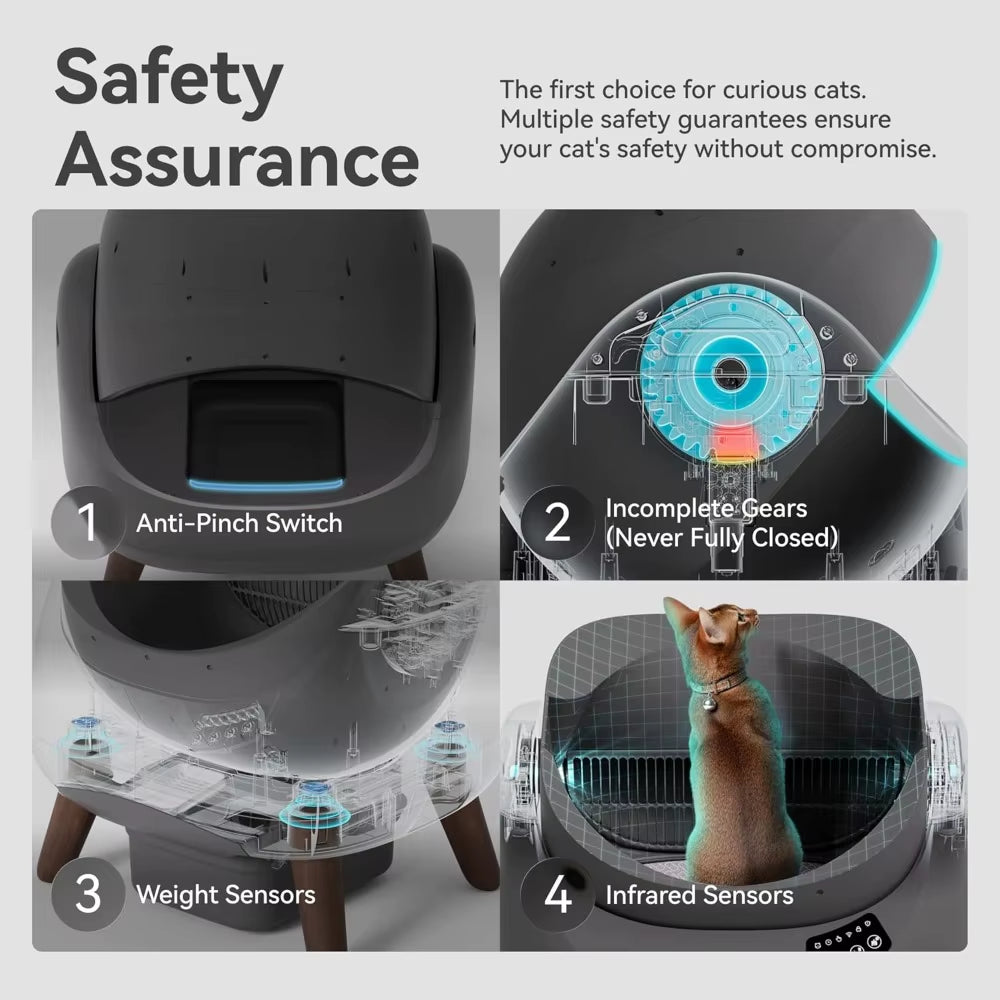 Modern Self Cleaning Cat Litter Box Open-X, 5G & 2.4G Wifi, Automatic