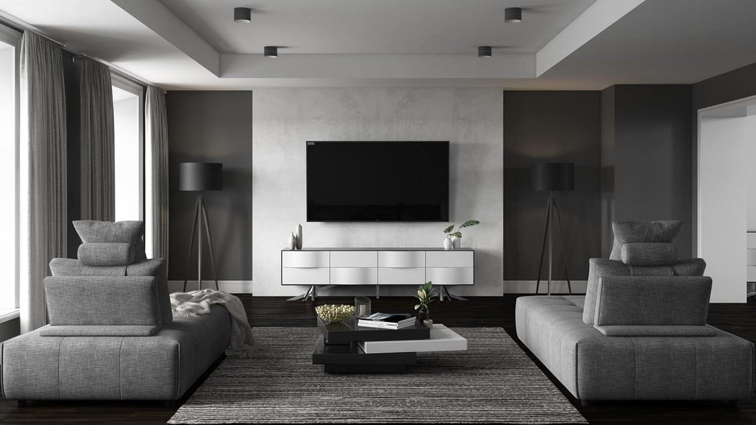 Premium Wide Modern 86.6" Vinson TV Stand with Lacquer Paneling