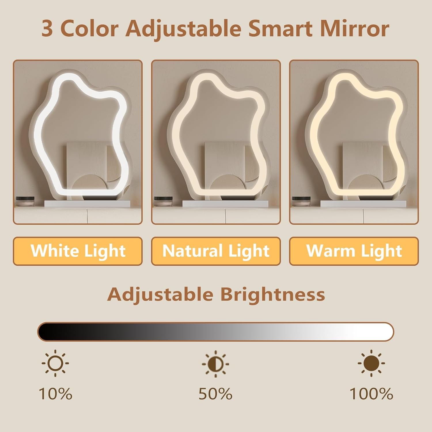 Luxuty White Makeup Vanity Desk with Mirror and Lights
