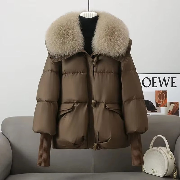 2024 Winter Women'S Warm Coat New Thicken Fur Collar Jacket Short down Cotton Loose Outwear Solid Casual Female Parkas Coats