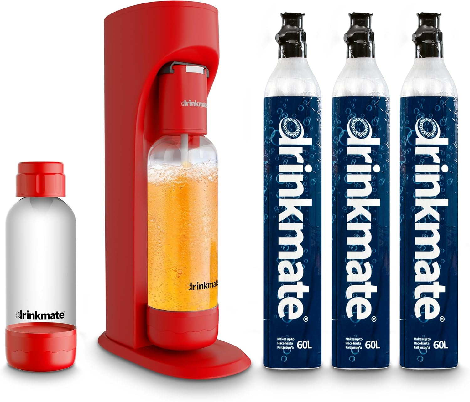 Omnifizz Sparkling Water Maker & Soda Streaming Machine | Carbonates Any Drink | ULTIMATE BUNDLE | Includes Three 60L CO2 Cartridges + Two Bpa-Free Bottles (Matte Black)