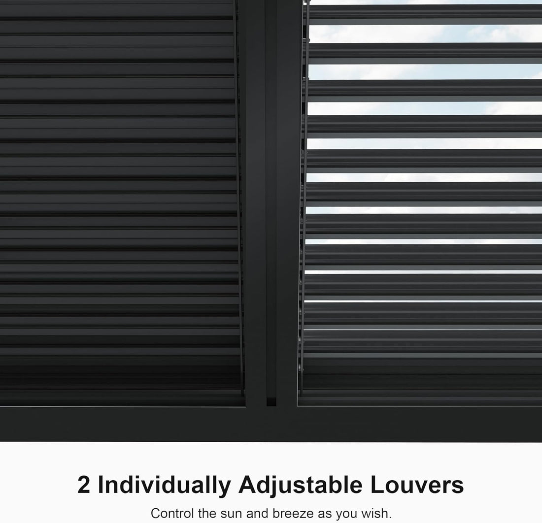 LED Louvered Pergola Adjustable Roof Integrated Strip Lights Gazebo