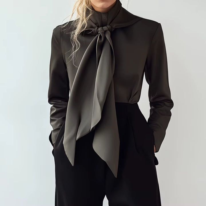 Mia Muse Women'S Shirts Autumn Winter French Elegant Cape Design Long Sleeve High-Neck Single Breasted Casual Shirts