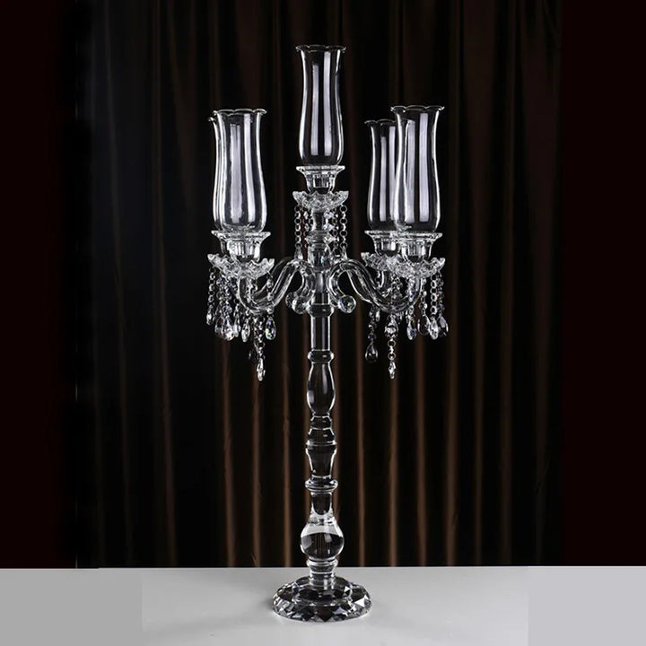 Luxury 5-Arm Crystal Candelabra – Modern Clear Glass Candle Holder Centrepiece