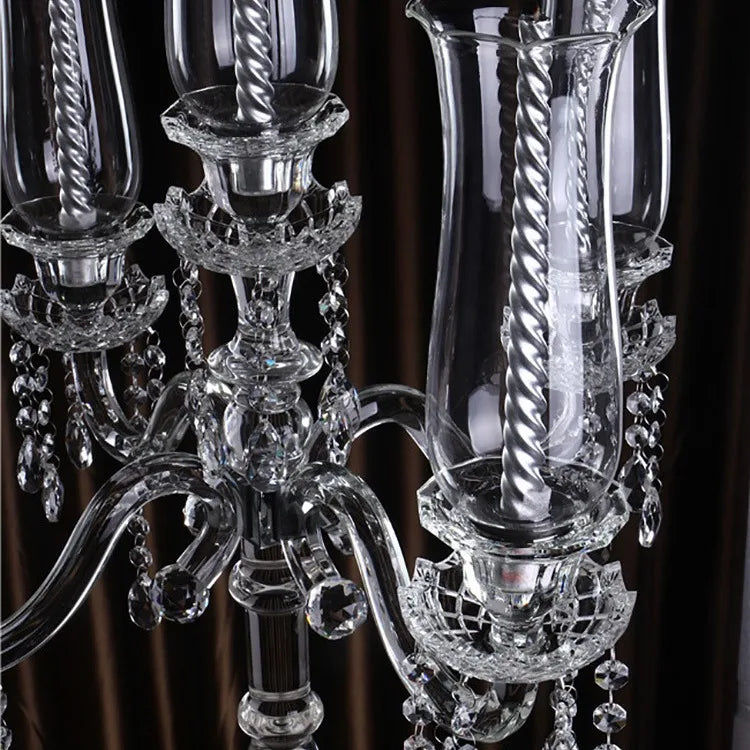 Luxury 5-Arm Crystal Candelabra – Modern Clear Glass Candle Holder Centrepiece