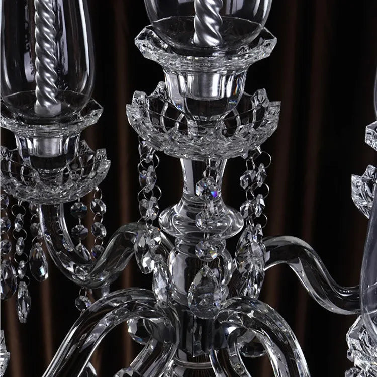 Luxury 5-Arm Crystal Candelabra – Modern Clear Glass Candle Holder Centrepiece