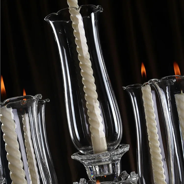 Luxury 5-Arm Crystal Candelabra – Modern Clear Glass Candle Holder Centrepiece