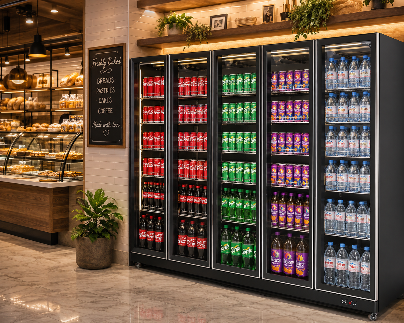 Supermarket Commercial Fridge Beverage Display Fridge Glass Door Upright Showcase Refrigeration