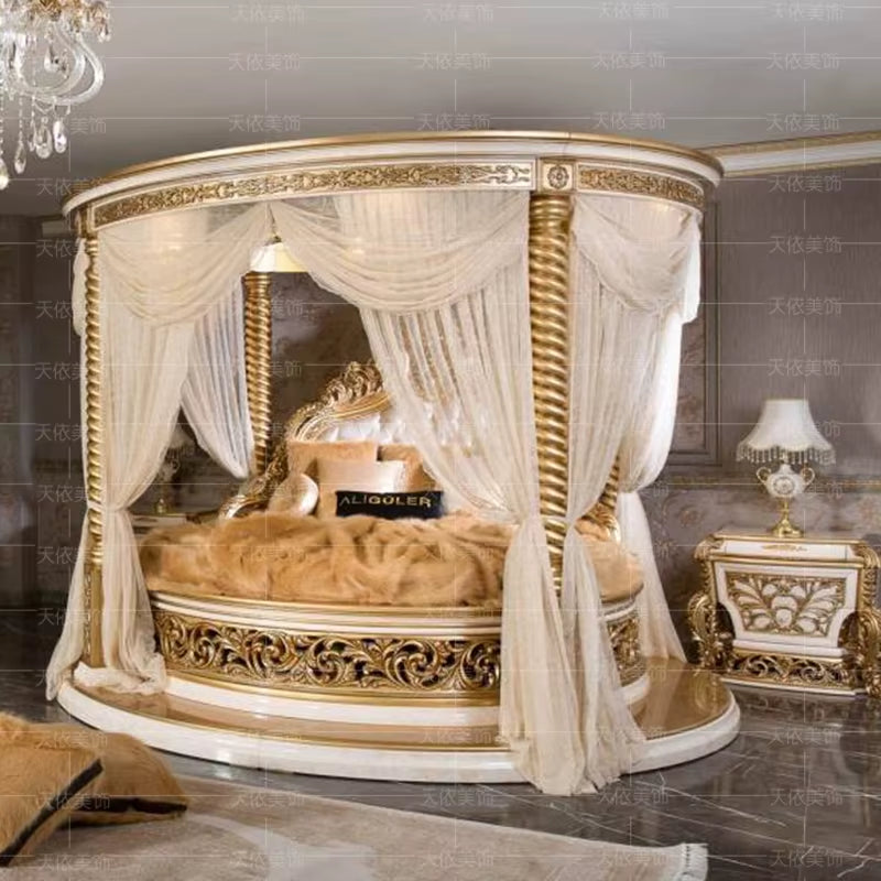 Premium Wedding round Bed Castle Wood Bedroom Furniture