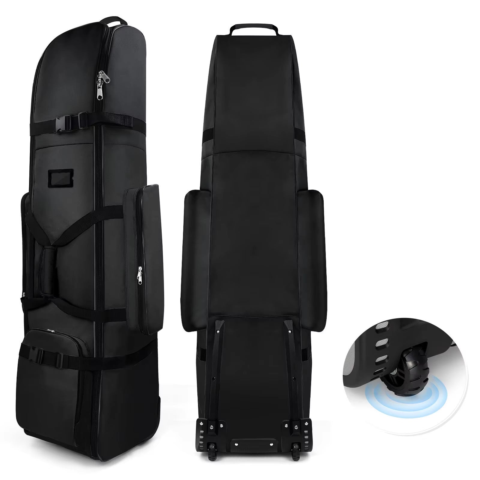 New Large-Capacity Waterproof Oxford Cloth Golf Travel Bag, Foldable Two-Wheel Design