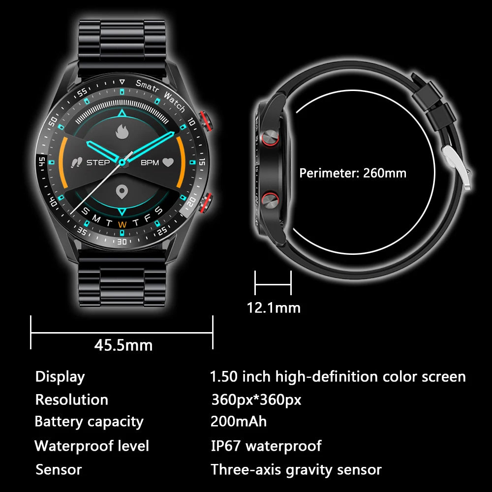 New HD Display Bluetooth Mens Watch Fitness Tracker