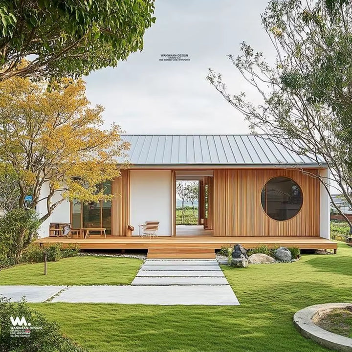 Modern Estate Office/Shop Wooden Log Sandwich Panel House Durable Container Steel Construction