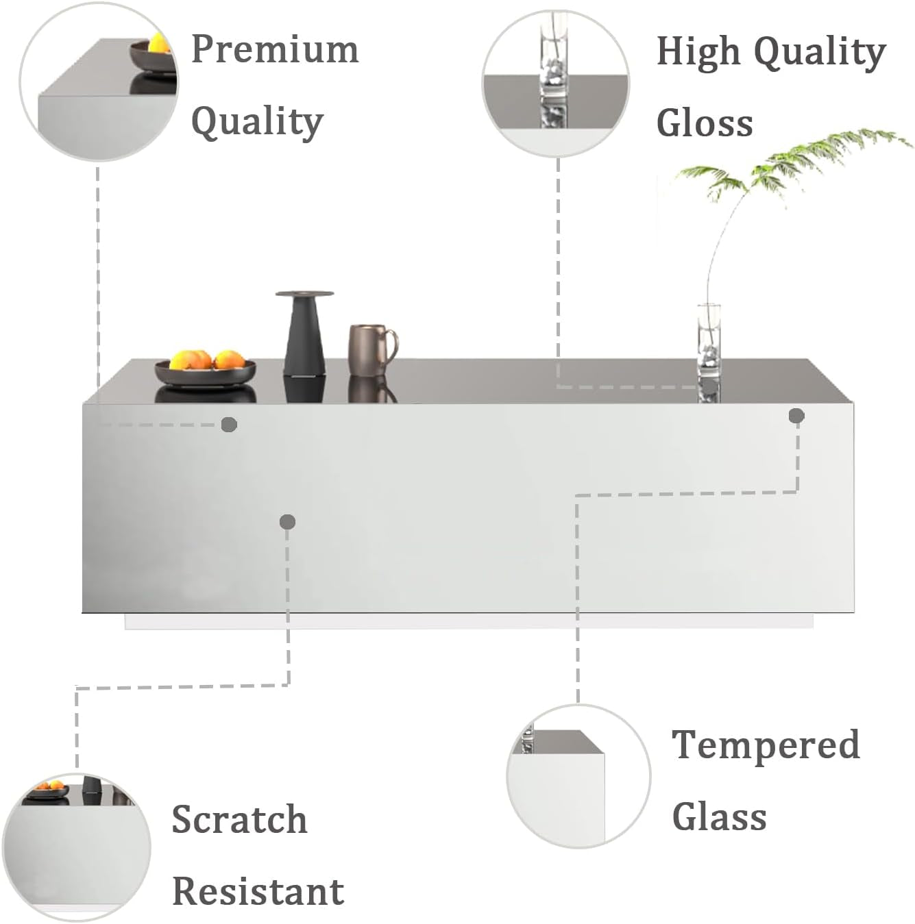Mirrored Coffee Table for Living -  Premium Furniture Table
