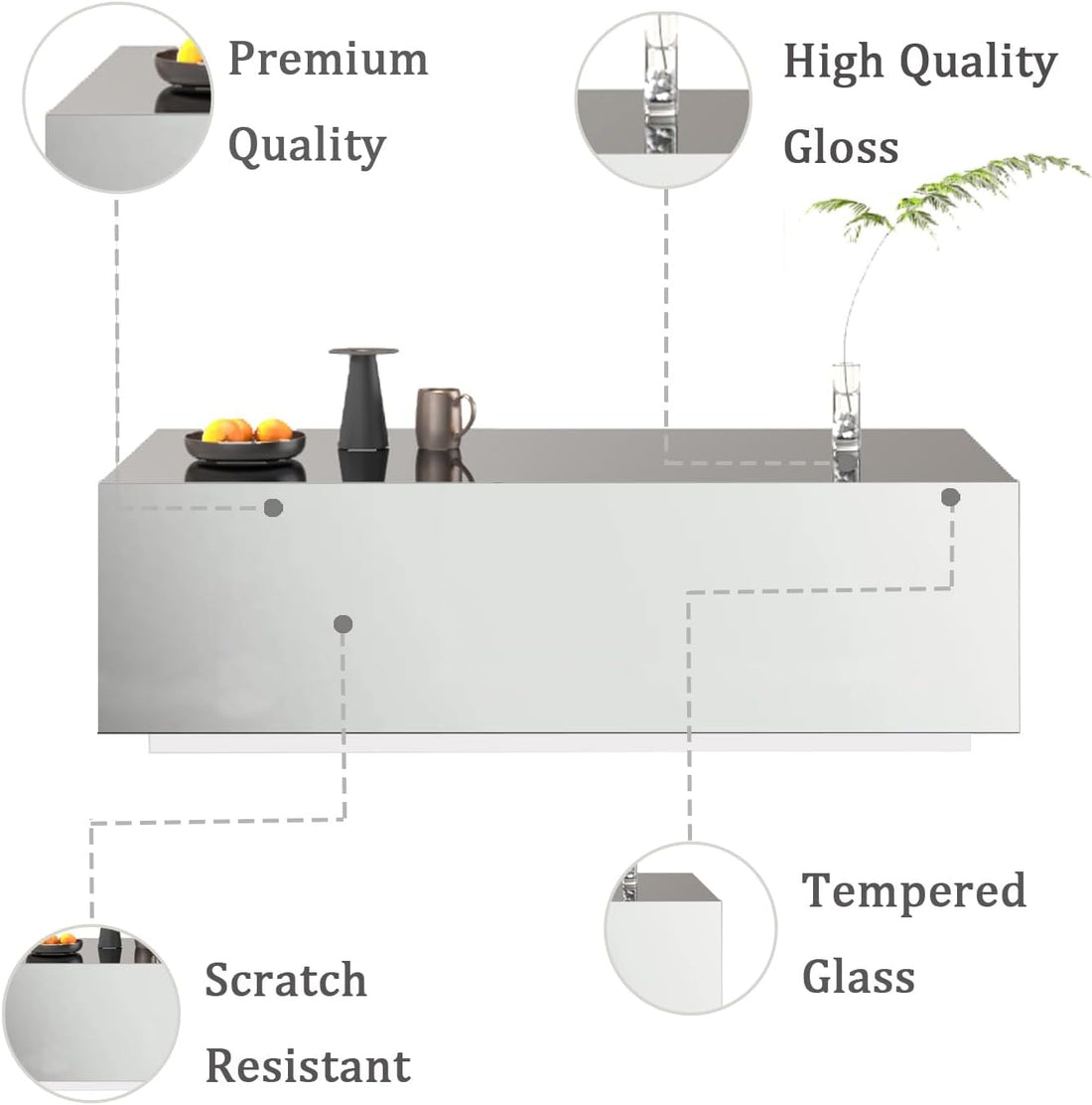 Mirrored Coffee Table for Living -  Premium Furniture Table