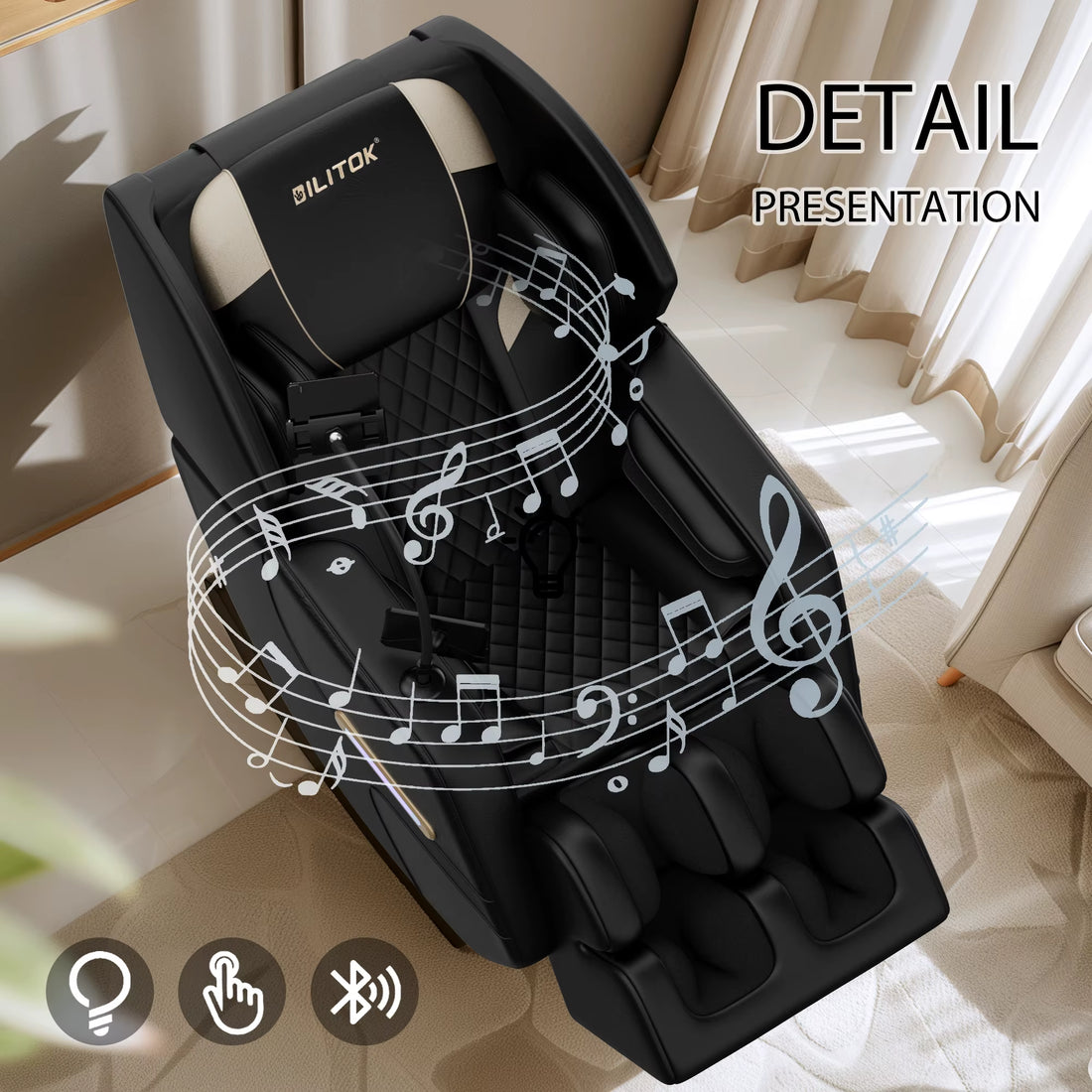 Modern Massage Chair Full-Body Air Compression, 6 Rollers with Touchscreen. 