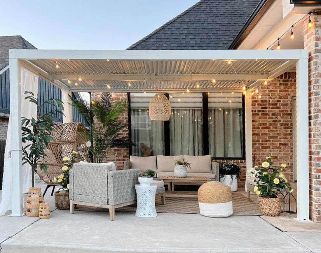 Outdoor Louvered Pergola Modern Shade Gazebo Rainproof Hardtop
