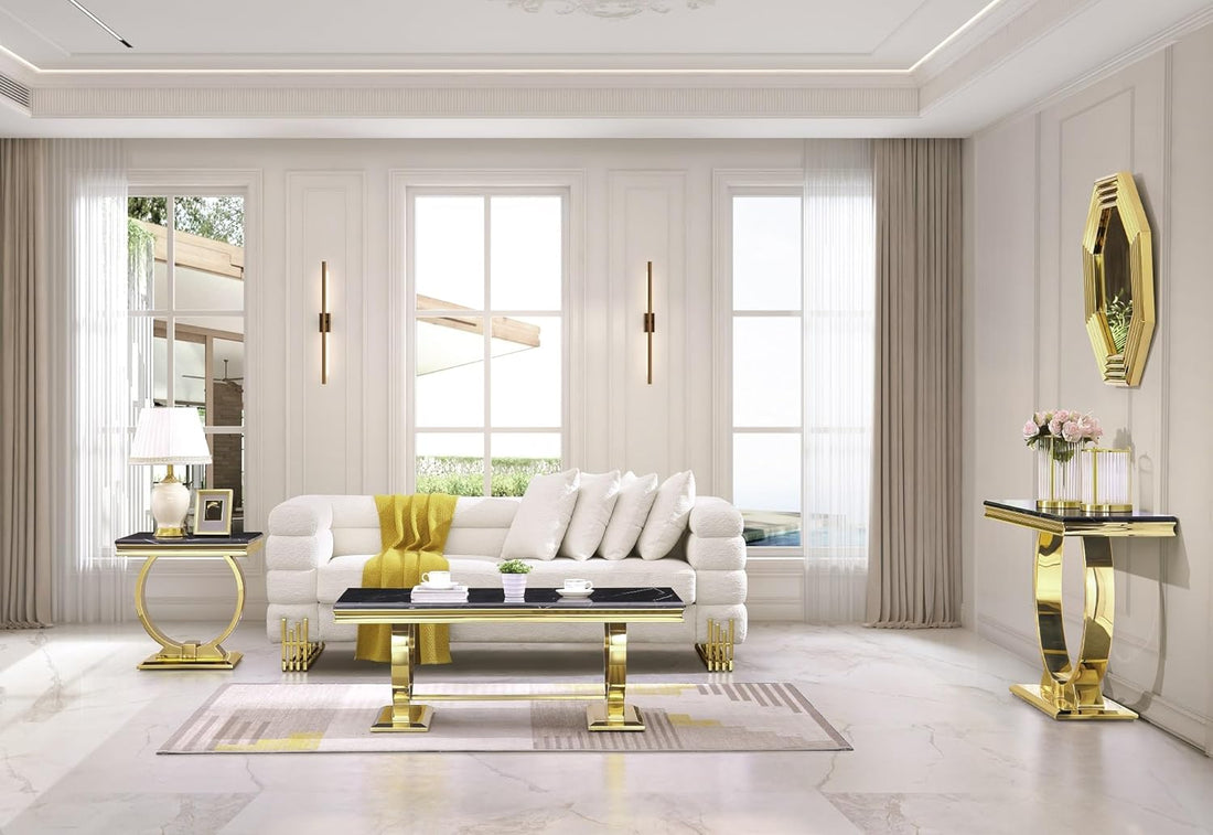 Luxury 48 Inch Gold Coffee Table U Base Designed Interior