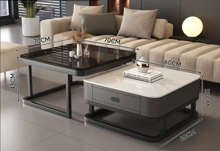 Square Clear Coffee Tables Storage Designer Marble Minimalist White Nordic Dining Tables Modern Hotel Mesa Furniture for Home