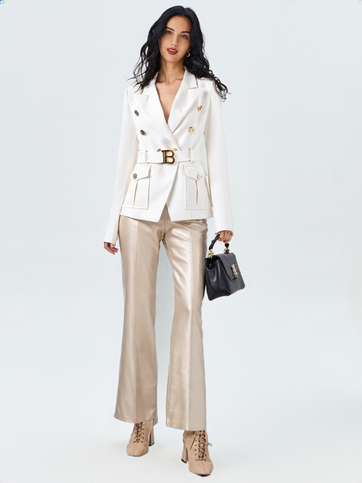 Modern Women Customize Luxury Quality Classic Style Office White Black Women Pocket Blazers with Blet