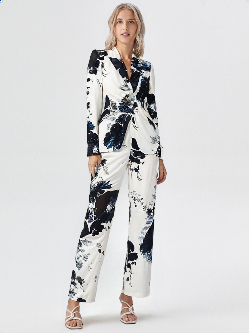 Modern Fusion Designer Women Suit Jacket Pencil Pants Set 2Pcs