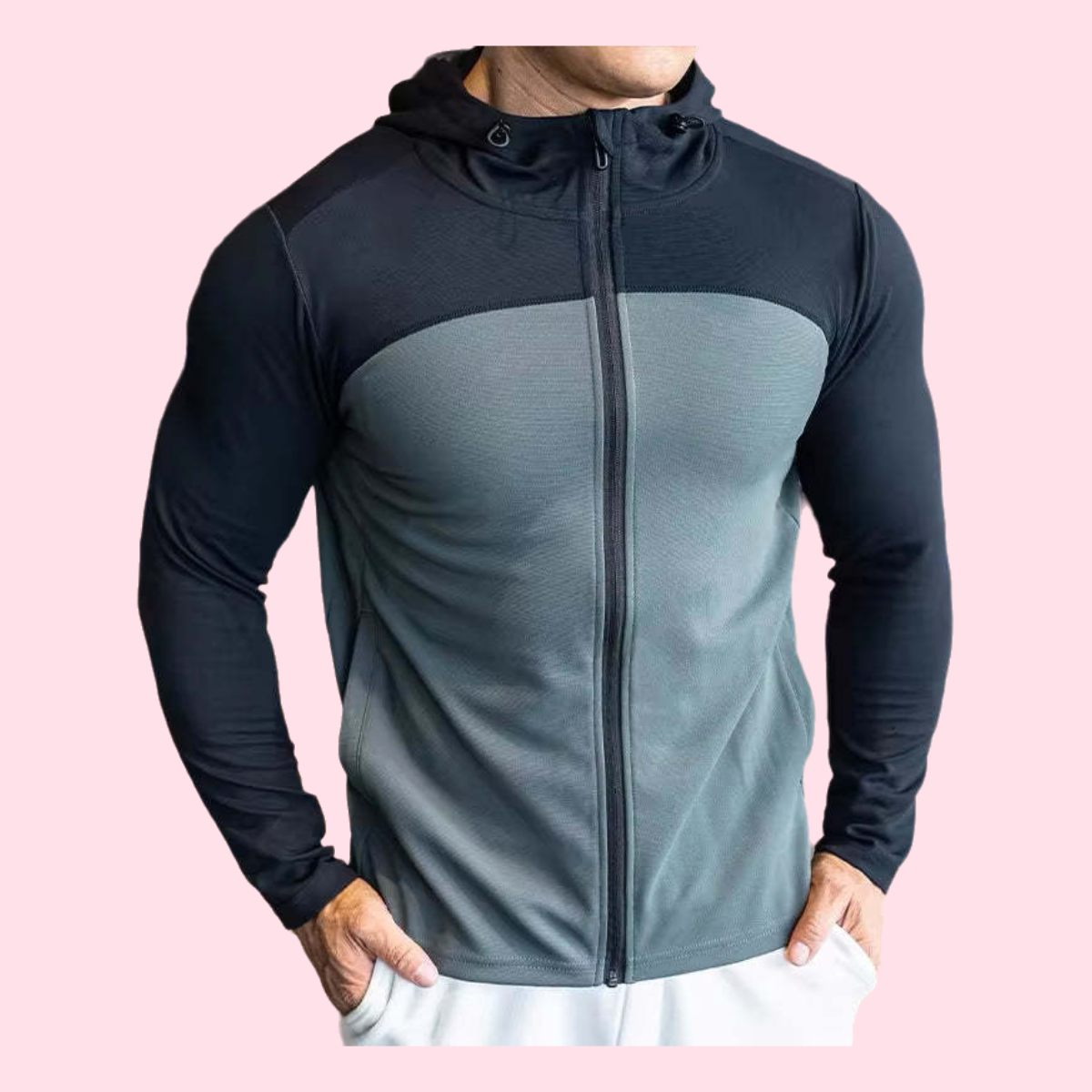 New Fusion Designed Hooded Running Jacket Mens Gym Fitness