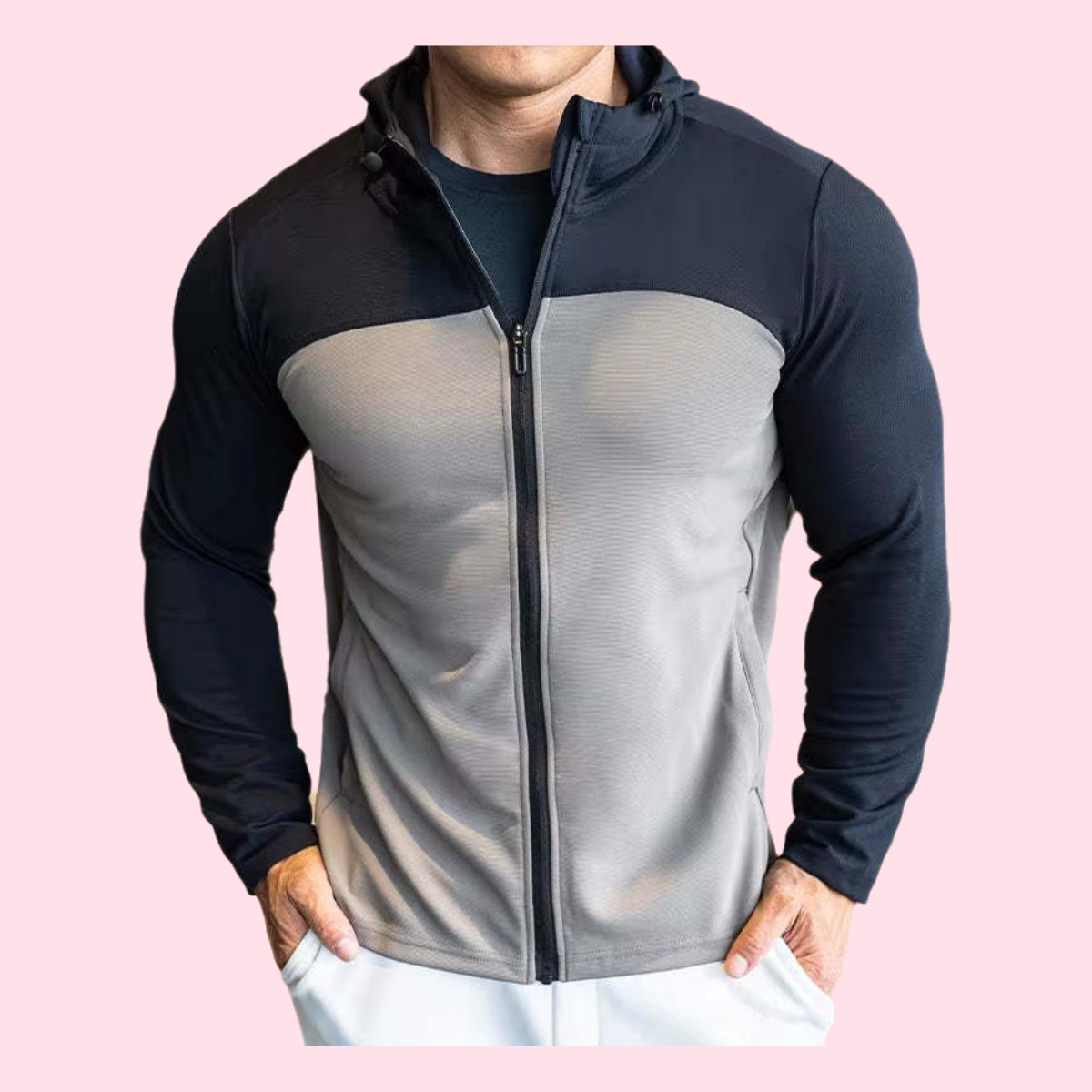 New Fusion Designed Hooded Running Jacket Mens Gym Fitness