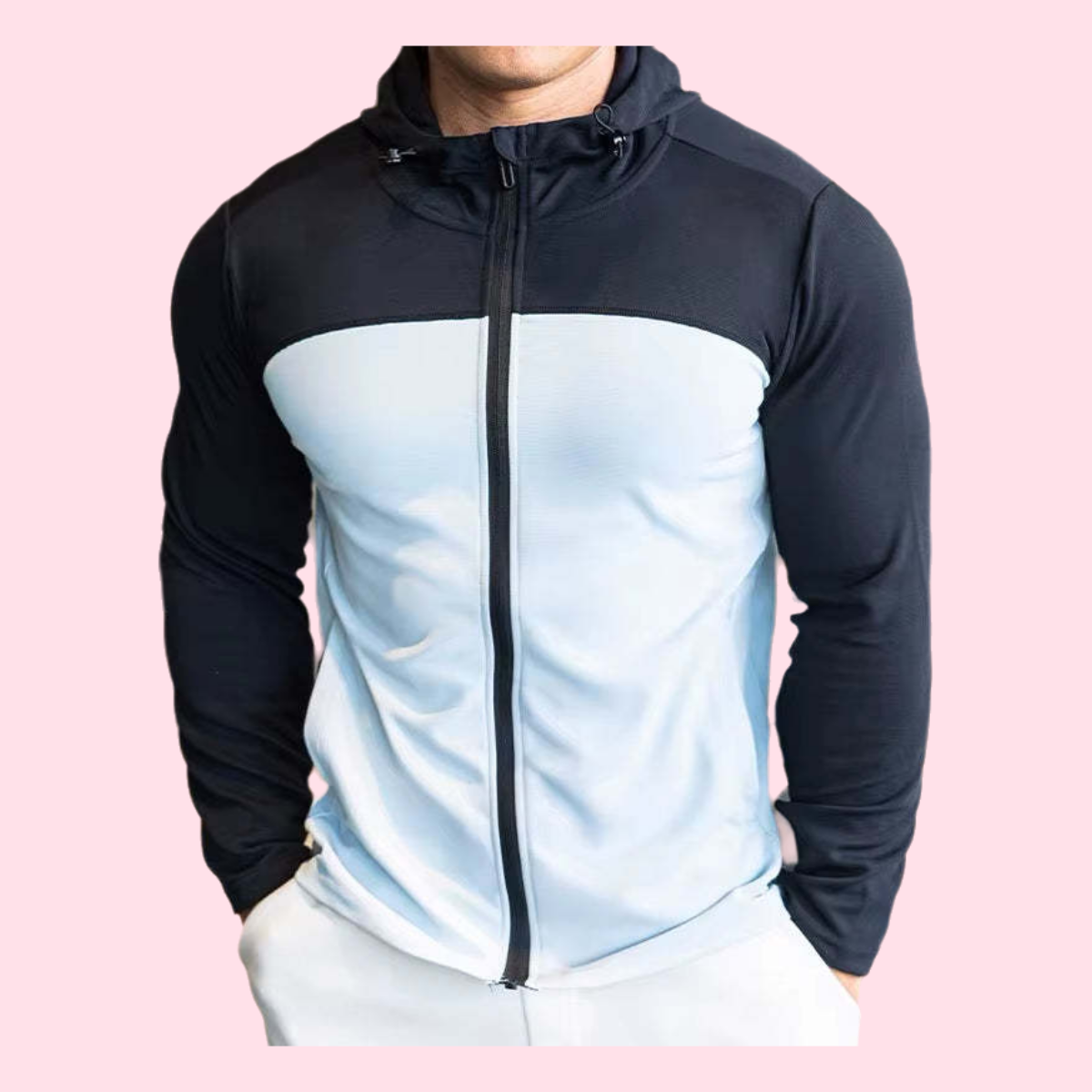 New Fusion Designed Hooded Running Jacket Mens Gym Fitness