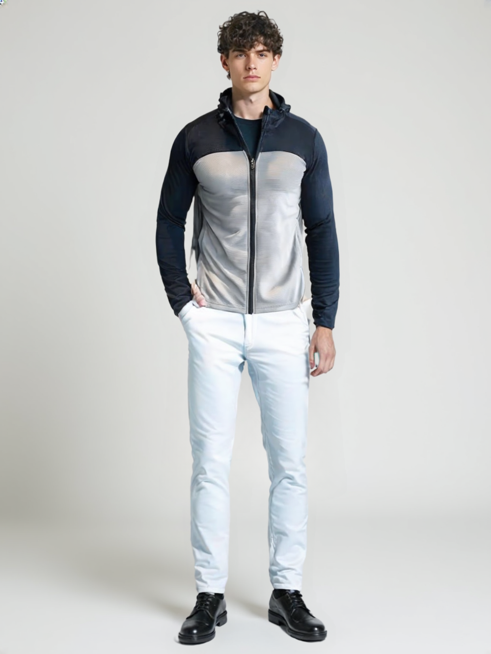 New Fusion Designed Hooded Running Jacket Mens Gym Fitness