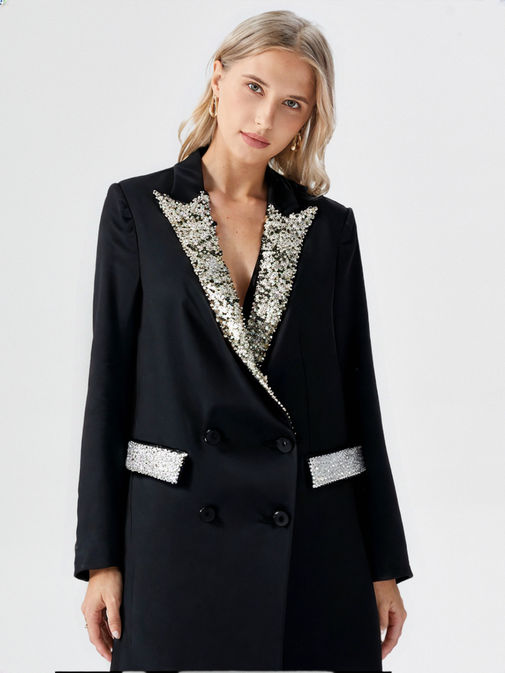 New Women Casual Party Slim Fitting Luxury Rhinestone Diamonds Beaded Blazer