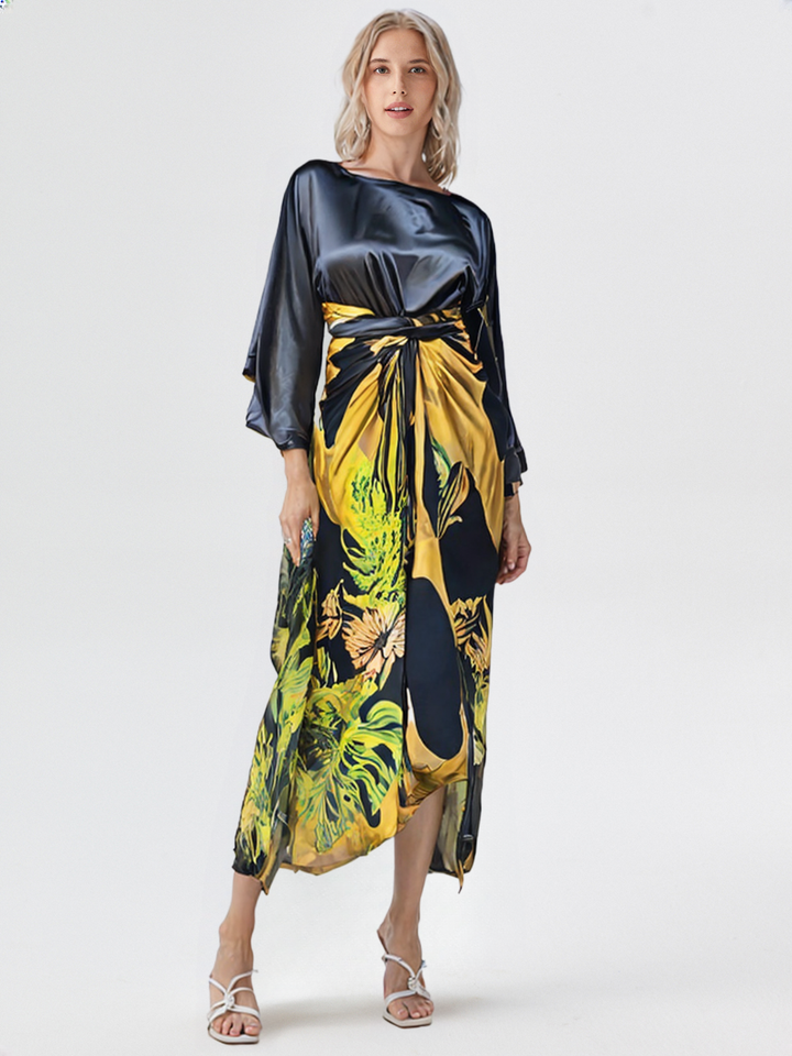 New Printed Two Piece Sets Skirt Womens O-Neck Loose 2 Piece Suit 