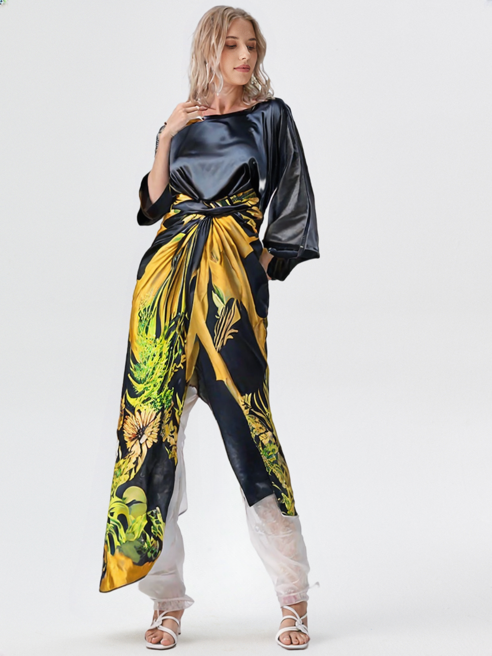 New Printed Two Piece Sets Skirt Womens O-Neck Loose 2 Piece Suit 