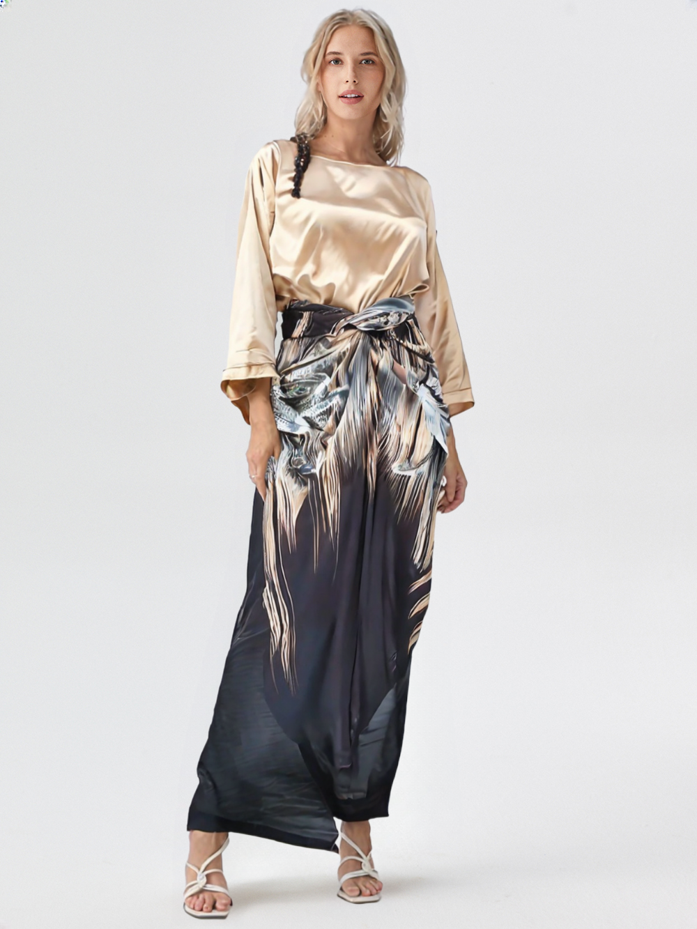 New Printed Two Piece Sets Skirt Womens O-Neck Loose 2 Piece Suit 