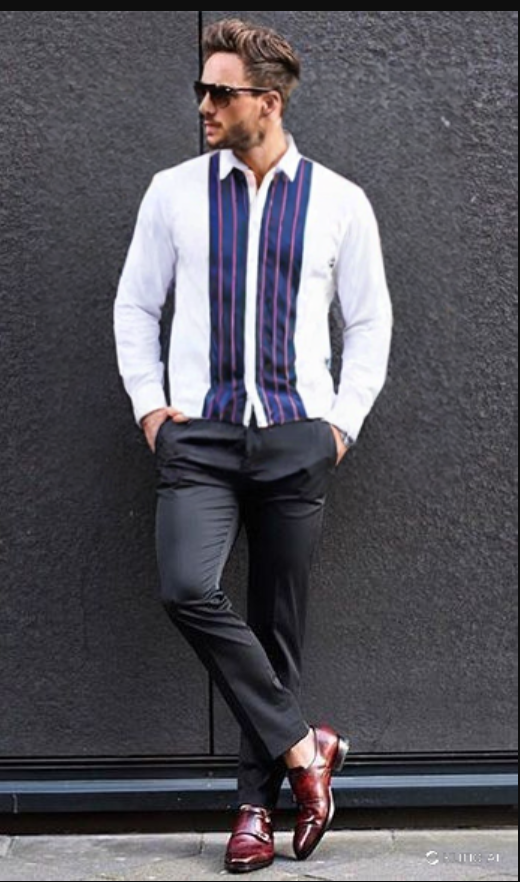 Striped Modern Men Lux Patchwork Shirt for Men Casual Wear